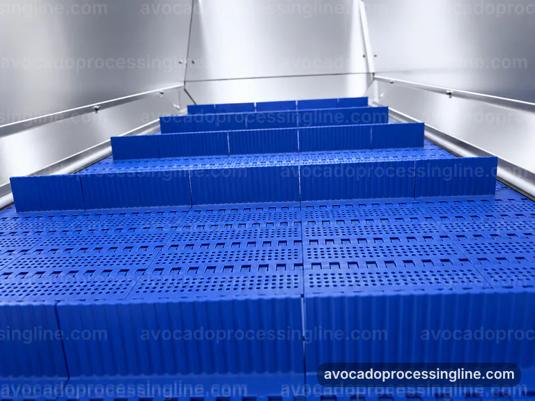 industrial avocado processing line, buying considerations: flesh recovery with peel rejection section connection view