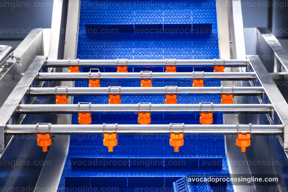 industrial avocado processing line, installation and maintenance: avocado destoner and peeler operating stage
